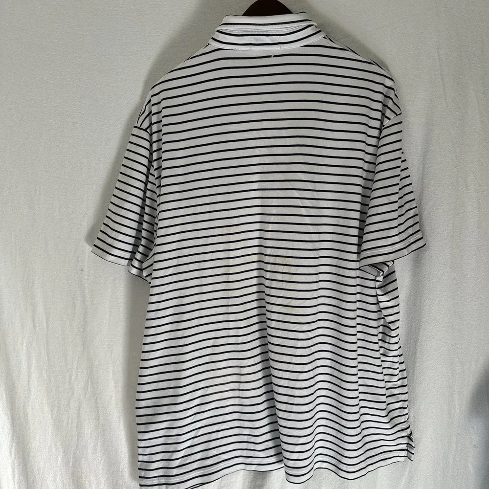 MENS PoloRalph Lauren Classic Fit White/Navy Striped‎ Polo Shirt Size XXL